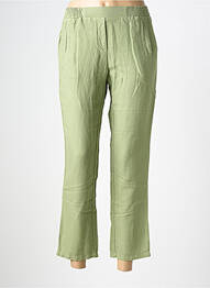 Pantalon 7/8 tissage popeline taille normale vert COUTURIST femme