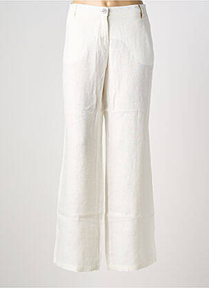 Pantalon large fermeture zippée sous rabat boutonné taille normale blanc COUTURIST femme