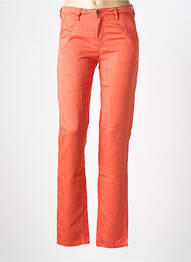 Pantalon droit tissage popeline taille normale orange COUTURIST femme