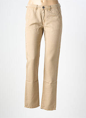 Pantalon droit tissage popeline taille normale beige COUTURIST femme