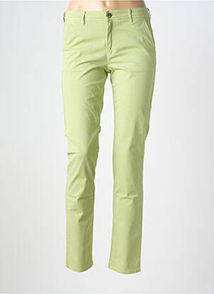 Pantalon slim tissage popeline taille normale vert COUTURIST femme