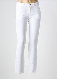 Pantalon droit fermeture zippée sous rabat boutonné taille normale blanc COUTURIST femme