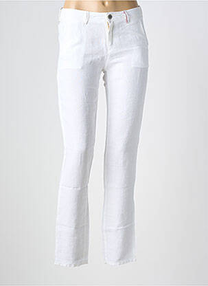 Pantalon droit fermeture zippée sous rabat boutonné taille normale blanc COUTURIST femme