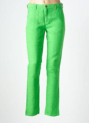 Pantalon droit fermeture zippée sous rabat boutonné taille normale vert COUTURIST femme
