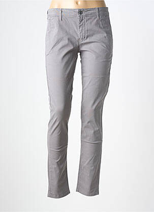 Pantalon chino fermeture zippée sous rabat boutonné taille normale gris COUTURIST femme