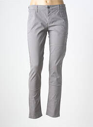 Pantalon chino fermeture zippée sous rabat boutonné taille normale gris COUTURIST femme