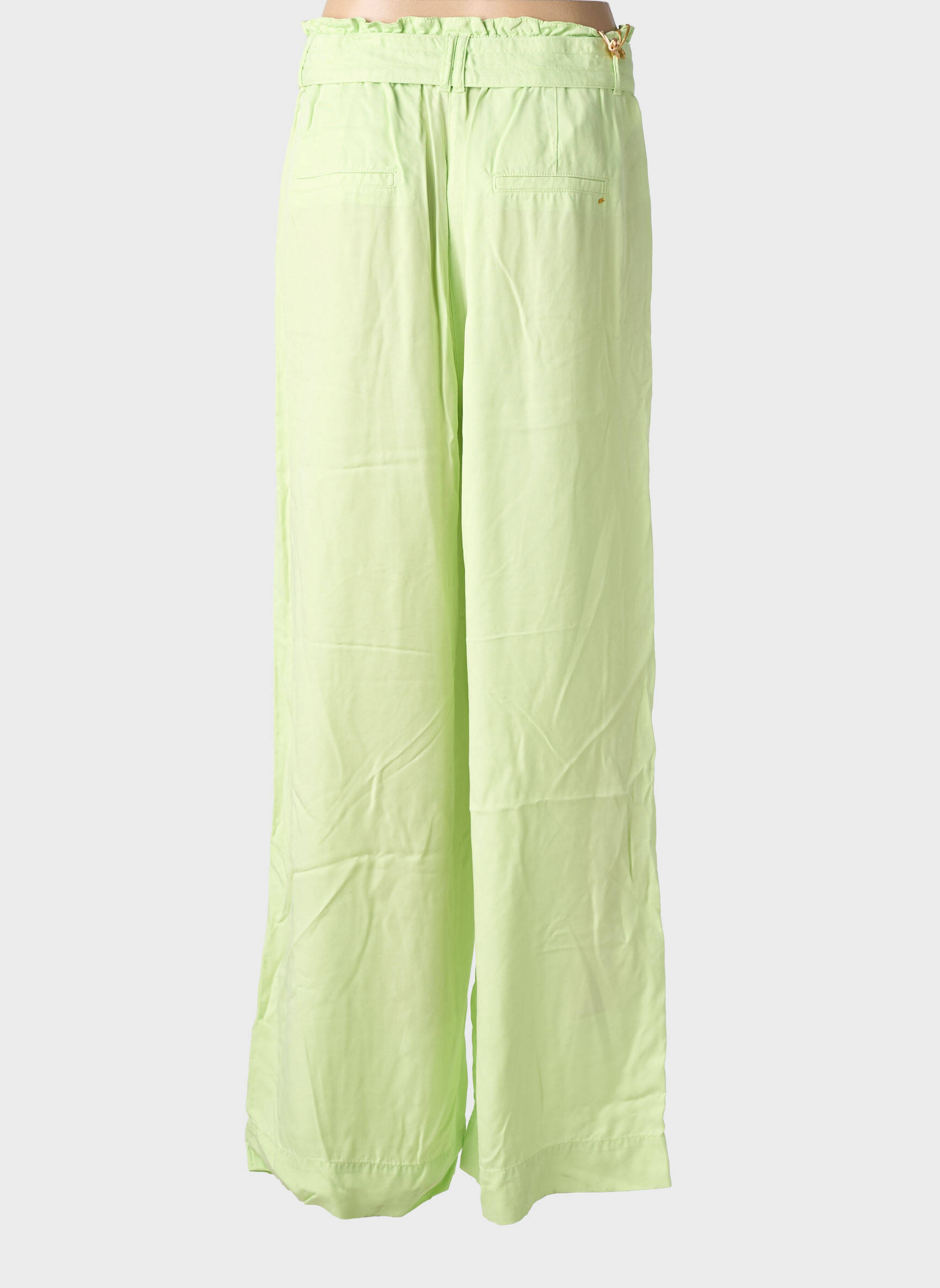 Pantalon large tissage popeline taille normale vert COUTURIST femme