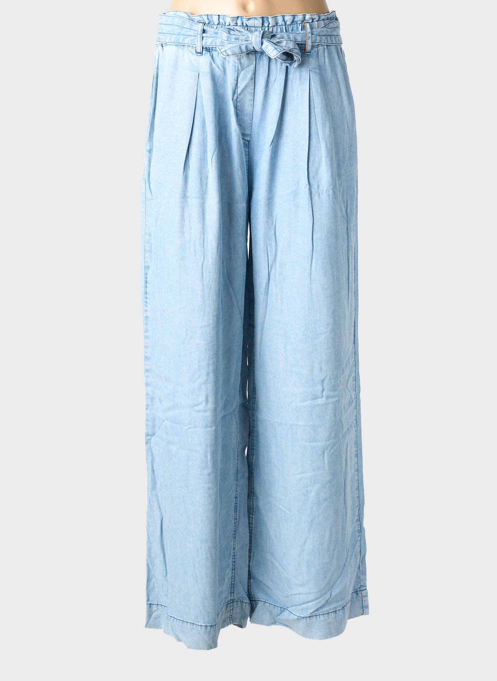 Pantalon large tissage popeline taille normale bleu COUTURIST femme