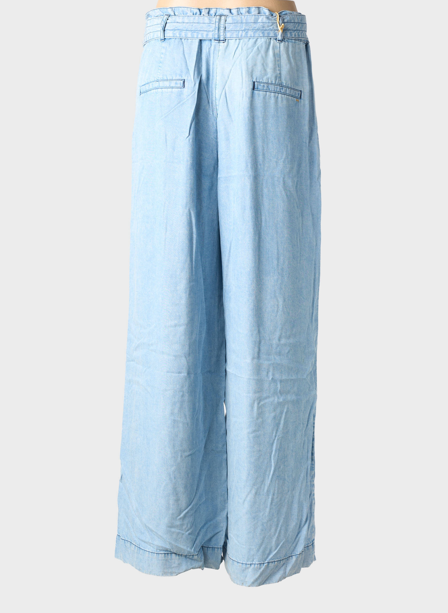 Pantalon large tissage popeline taille normale bleu COUTURIST femme