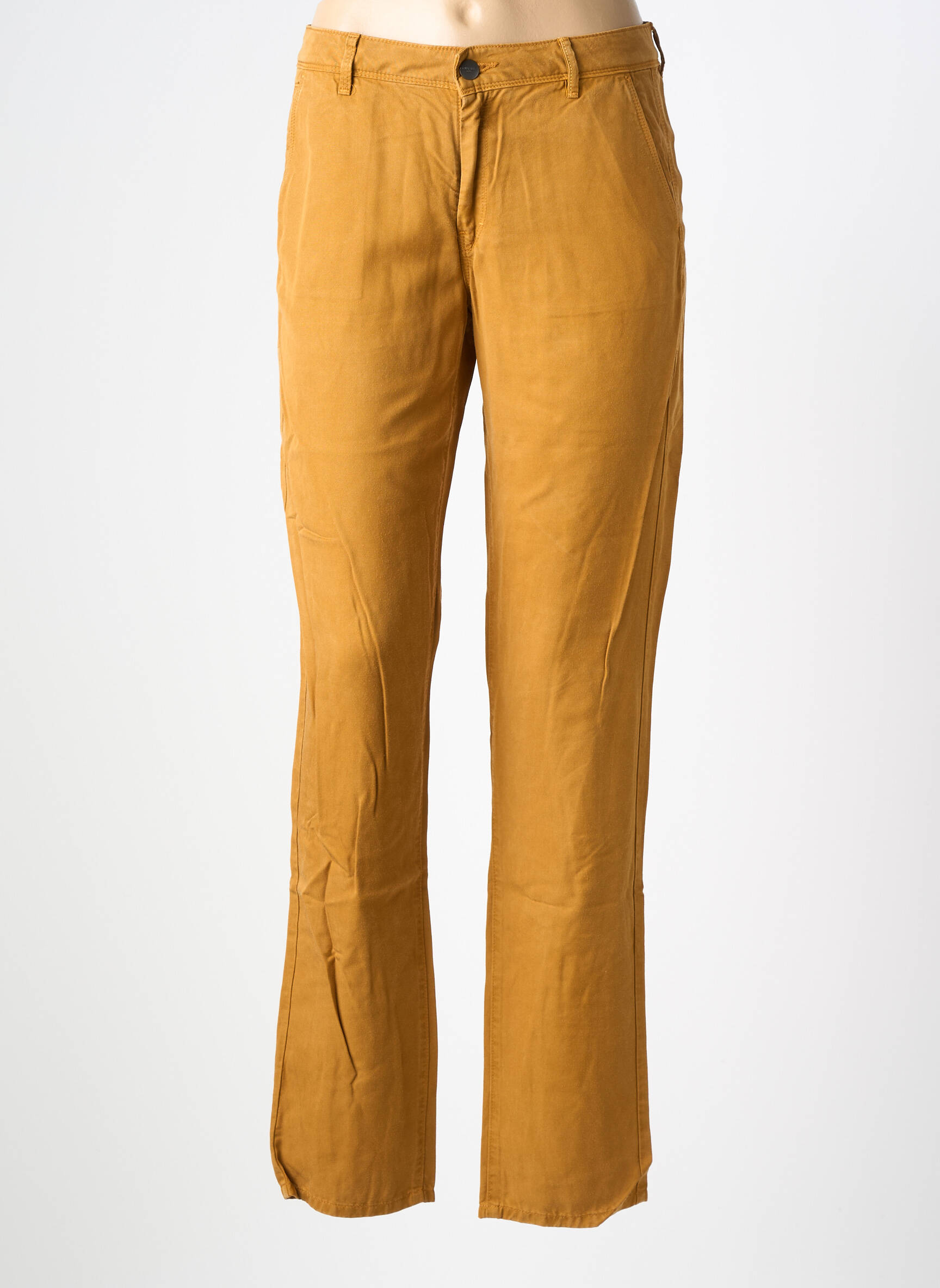 Pantalon droit tissage popeline taille normale marron COUTURIST femme