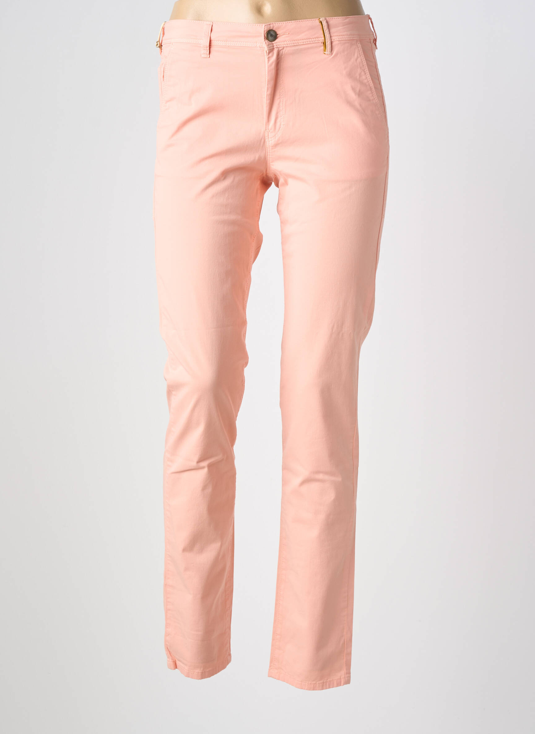 Pantalon slim tissage popeline taille normale rose COUTURIST femme
