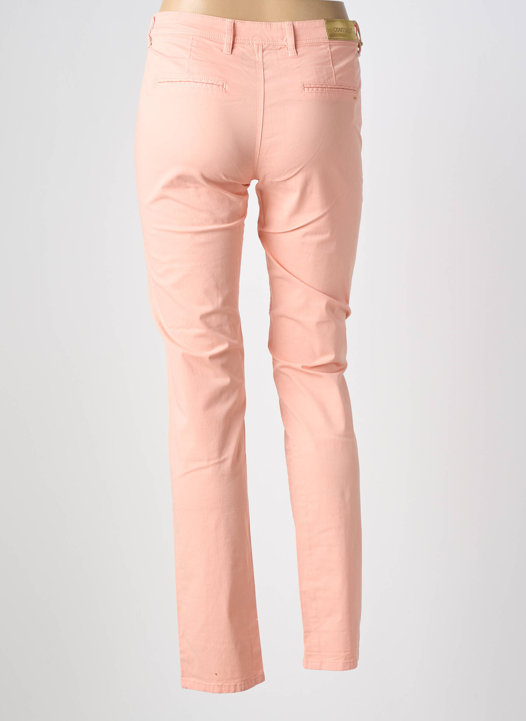 Pantalon slim tissage popeline taille normale rose COUTURIST femme