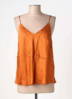 Top coupe fluide fines bretelles orange SURKANA femme