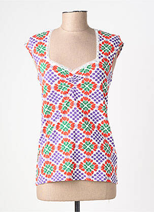 Top imprimé fantaisie manches courtes rouge BLUTSGESCHWISTER femme
