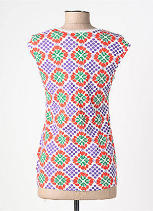Top imprimé fantaisie manches courtes rouge BLUTSGESCHWISTER femme