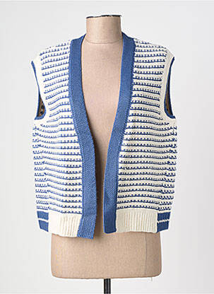 Gilet sans manche col v bleu WHITE STUFF femme