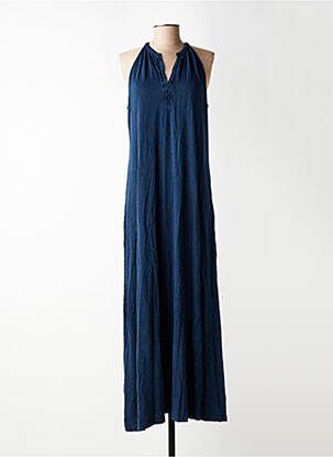 Robe longue tissage popeline sans manche bleu SURKANA femme