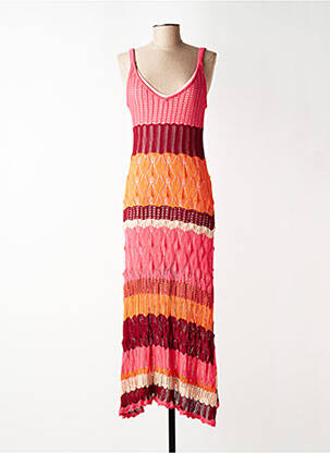 Robe longue coupe cintrée fines bretelles rose SURKANA femme