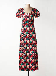Robe longue manches courtes manches courtes noir MARGOT femme