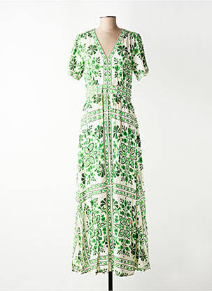 Robe longue tissage popeline manches courtes vert LA PETITE ETOILE femme