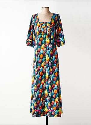 Robe longue manches courtes manches courtes bleu MARGOT femme