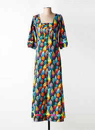 Robe longue manches courtes manches courtes bleu MARGOT femme