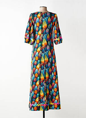 Robe longue manches courtes manches courtes bleu MARGOT femme