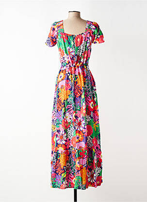 Robe longue tissage popeline manches courtes rose BLUTSGESCHWISTER femme