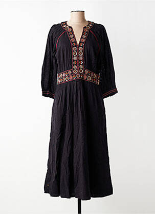 Robe longue coupe cintrée manches 3/4 noir WHITE STUFF femme