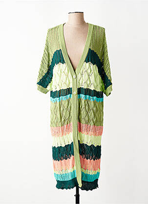 Gilet manches courtes resserrée sur le bas vert SURKANA femme
