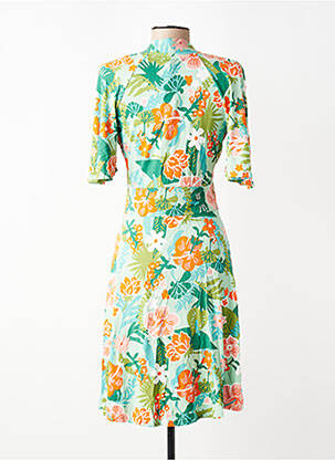 Robe mi-longue imprimé fleurs manches courtes vert BLUTSGESCHWISTER femme