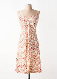 Robe mi-longue imprimé fantaisie fines bretelles beige KALI YOG femme
