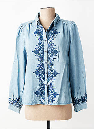 Chemisier coupe droite manches longues bleu LA PETITE ETOILE femme