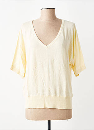 Pull col v manches courtes beige KING LOUIE femme