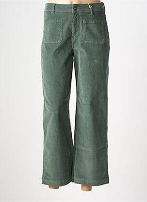 Pantalon droit fermeture zippée sous rabat boutonné vert KANOPE femme