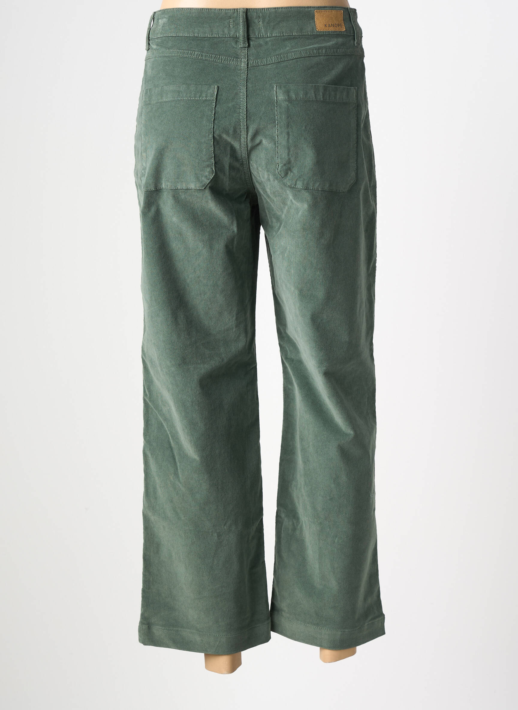 Pantalon droit fermeture zippée sous rabat boutonné vert KANOPE femme