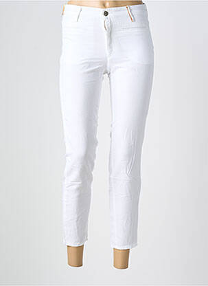 Pantalon 7/8 fermeture zippée sous rabat boutonné blanc COUTURIST femme
