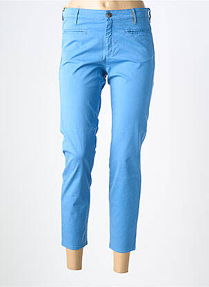 Pantalon 7/8 fermeture zippée sous rabat boutonné bleu COUTURIST femme