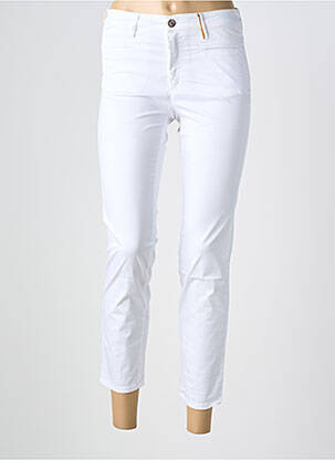 Pantalon 7/8 fermeture zippée sous rabat boutonné blanc COUTURIST femme
