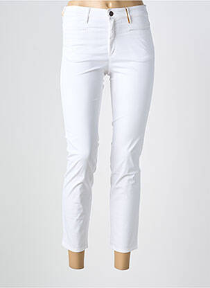 Pantalon 7/8 fermeture zippée sous rabat boutonné blanc COUTURIST femme