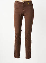 Pantalon slim tissage popeline taille normale marron COUTURIST femme