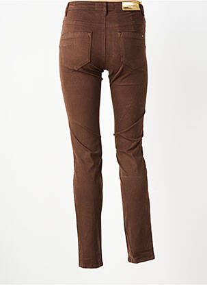 Pantalon slim tissage popeline taille normale marron COUTURIST femme