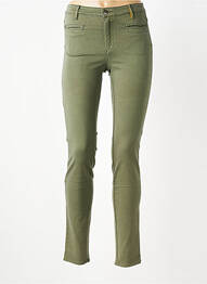 Pantalon slim tissage popeline taille normale vert COUTURIST femme