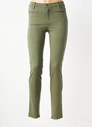 Pantalon slim tissage popeline taille normale vert COUTURIST femme