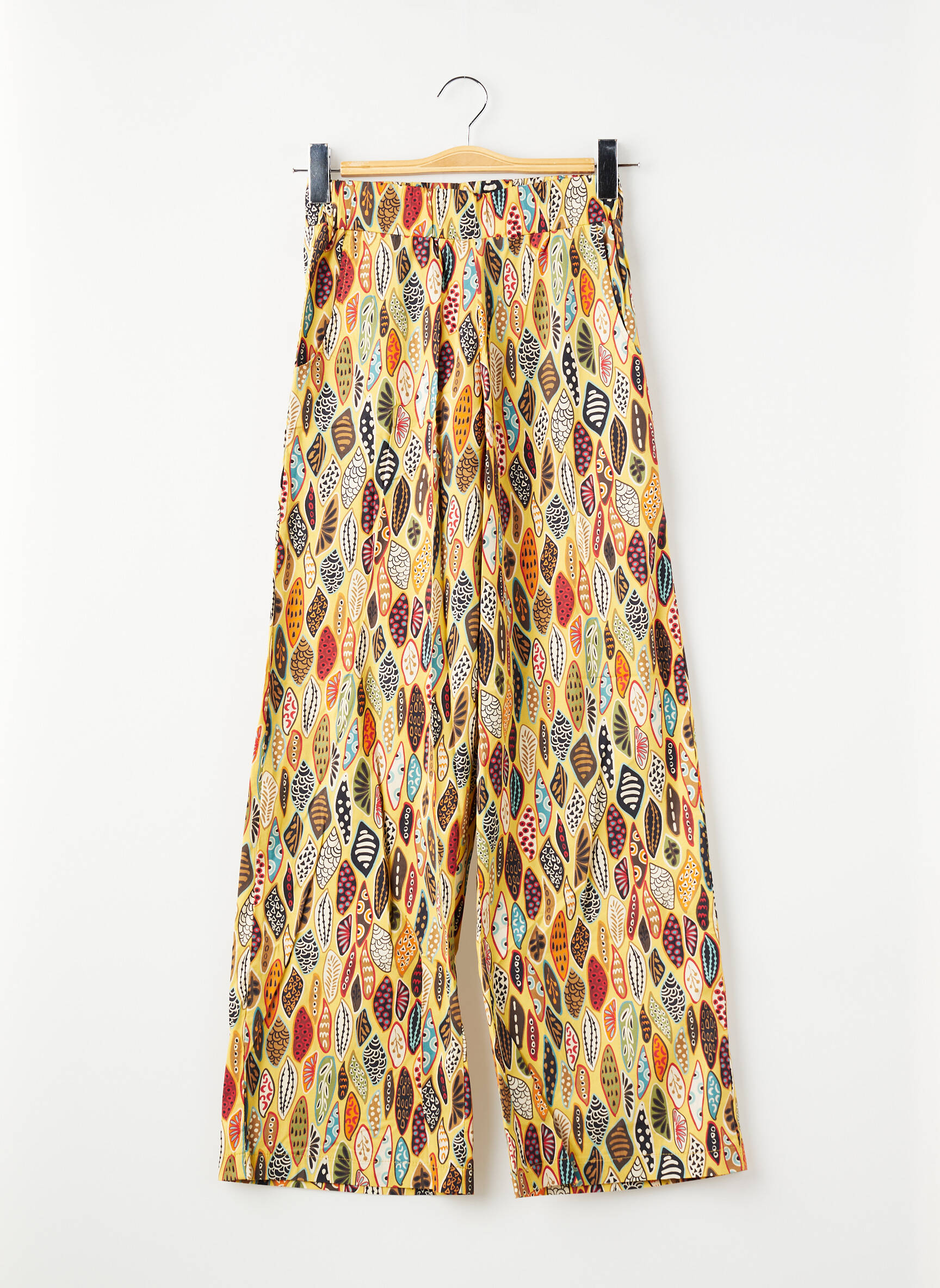 Pantalon large tissage popeline taille normale jaune COUTURIST femme