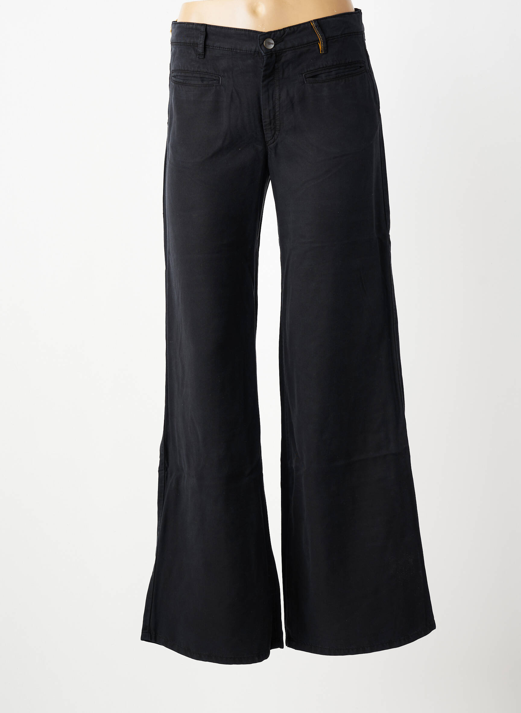 Pantalon large tissage popeline taille normale noir COUTURIST femme