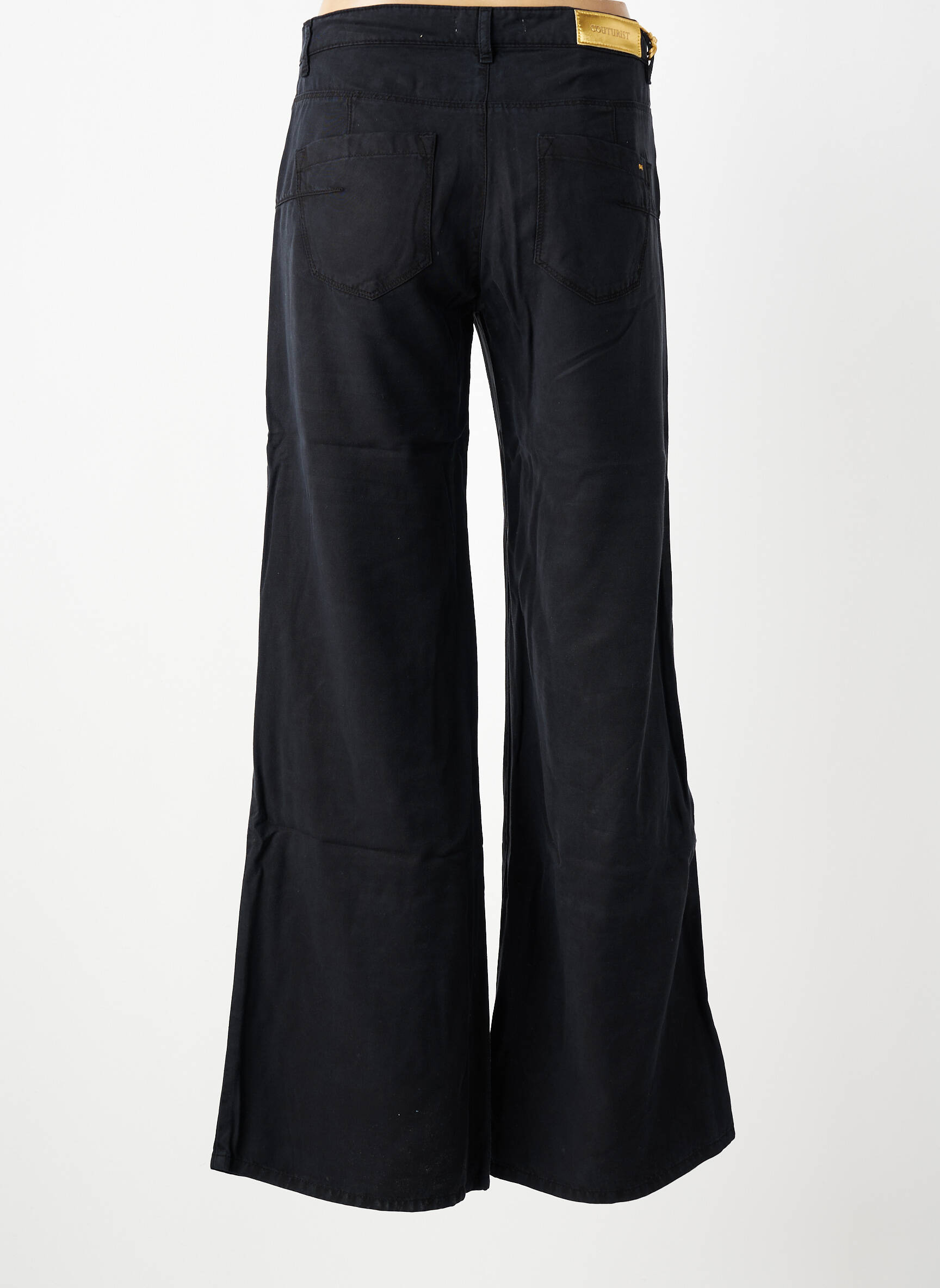 Pantalon large tissage popeline taille normale noir COUTURIST femme