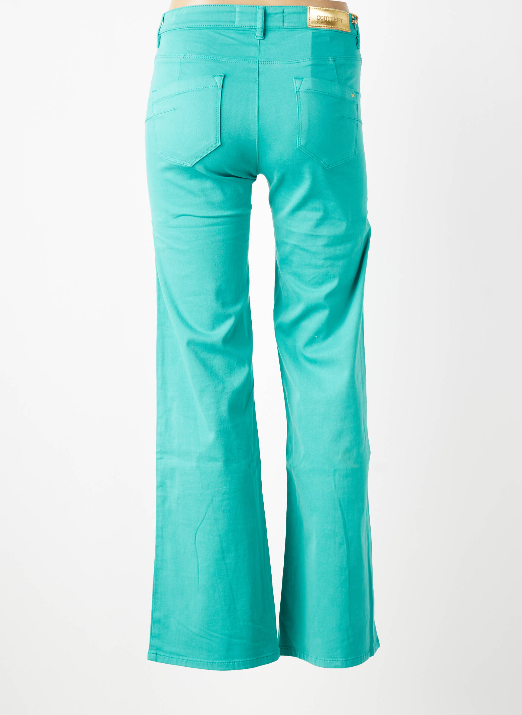 Pantalon droit stretch taille normale vert COUTURIST femme