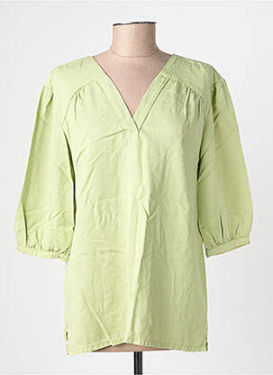 Blouse tissage popeline manches 3/4 vert COUTURIST femme