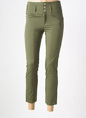 Pantalon 7/8 fermeture zippée sous rabat boutonné vert COUTURIST femme